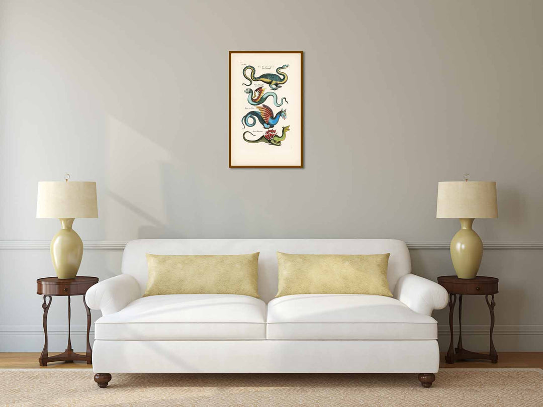 Species of Dragons - a page from "Historiae naturalis de serpentibus et draconibus"  Merian & Jonston, 1657 (N2) art print poster canvas gift