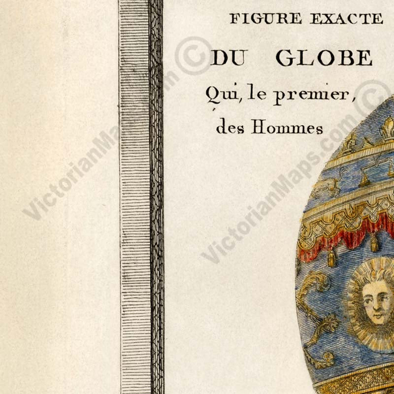 Shape and exact proportions of the Aerostatic Globe - a Georgian print shape & proportions of Montgolfier brothers' hot air balloon, 1786 art poster canvas gift