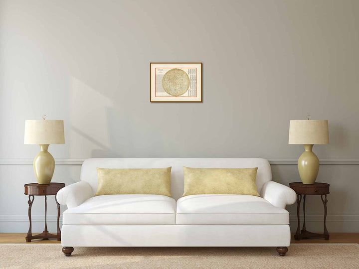 Selenographic Map of the Whole Visible Hemisphere of the Moon - an engraved hand-coloured print by John Dower, 1852 art poster canvas gift