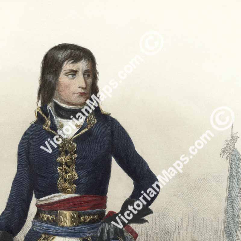 Bonaparte General young Napoleon in 1789-1899 old antique portrait engraving Langlois 1847 art print poster canvas gift