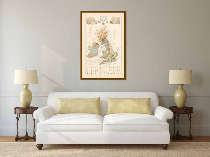 Palaeontological Map of the British Islands by A. K. Johnston & E. Forbes, published by William Blackwood & Sons 1848 art print poster canvas gift