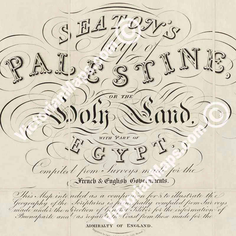 Seaton's Map of Palestine, or the Holy Land, and part of Egypt; Jesus Christ with Samaritan woman at the well, a Georgian folding map, 1829 art print poster canvas gift