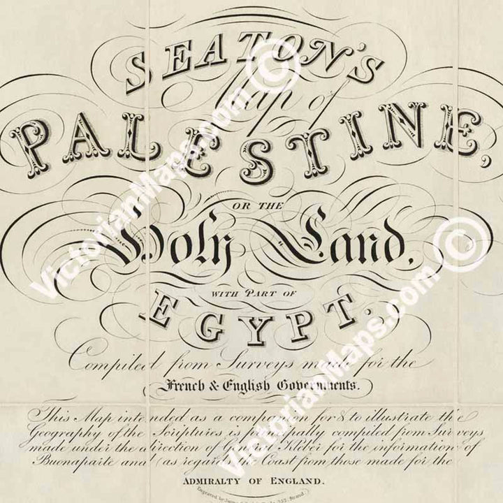 Seaton's Map of Palestine, or the Holy Land, and part of Egypt; Jesus Christ with Samaritan woman at the well, a Georgian folding map, 1829 art print poster canvas gift