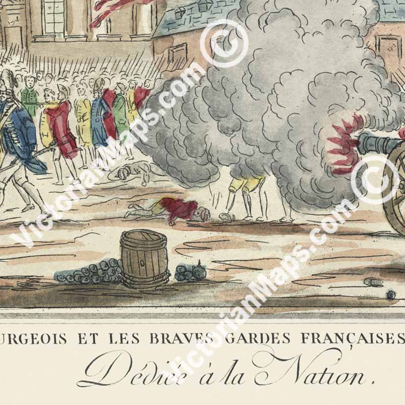 Storming of the Bastille - Prize de la Bastille, Paris, le 14 Juillet 1789 - 18c. French Revolution engraving by anonymous artist art print poster canvas gift