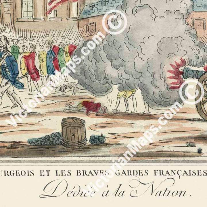 Storming of the Bastille - Prize de la Bastille, Paris, le 14 Juillet 1789 - 18c. French Revolution engraving by anonymous artist art print poster canvas gift