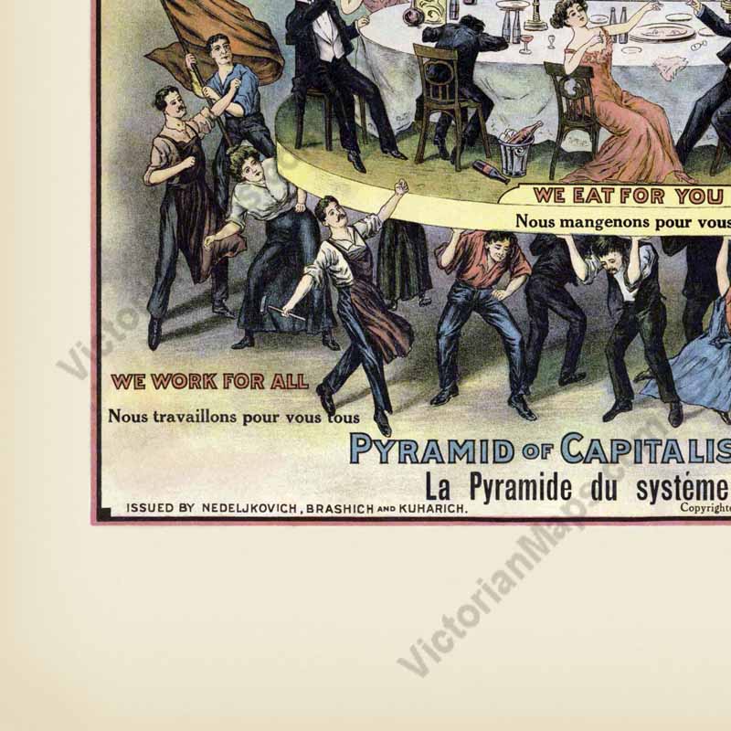 The Pyramid of the Capitalist System - a caricature published in 1911 by the "Industrial Worker" newspaper, Cleveland, Ohio, USA art print poster canvas gift