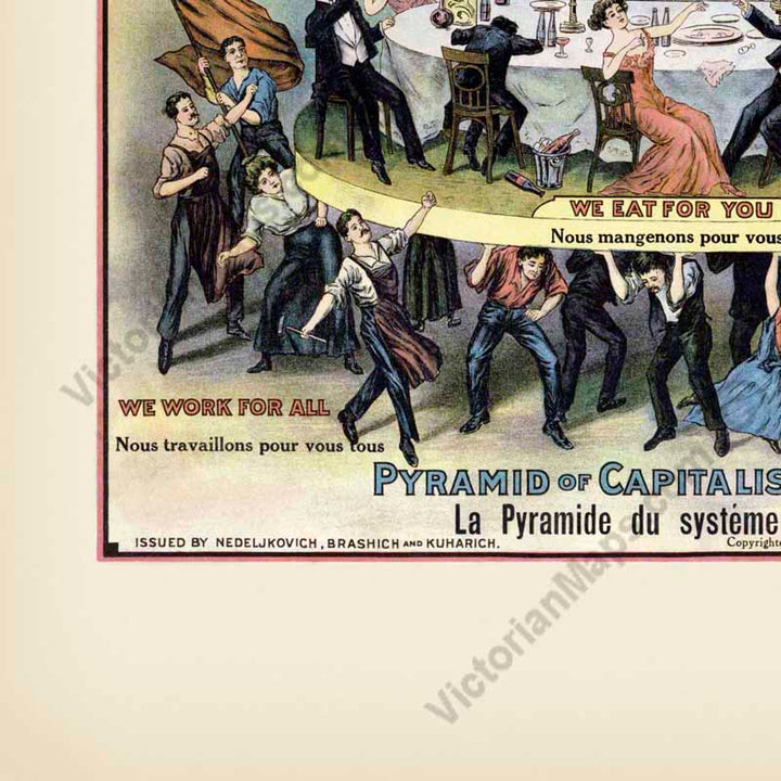 The Pyramid of the Capitalist System - a caricature published in 1911 by the "Industrial Worker" newspaper, Cleveland, Ohio, USA art print poster canvas gift