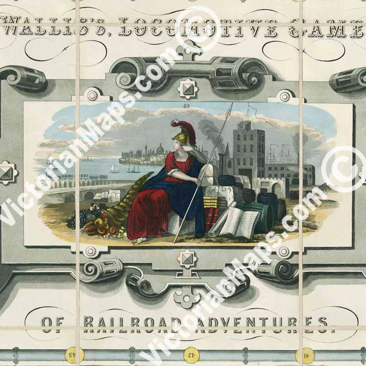 Wallis's Locomotive Game of Railroad Adventures - a railway board game by Edward Wallis, 1840 art print poster canvas gift
