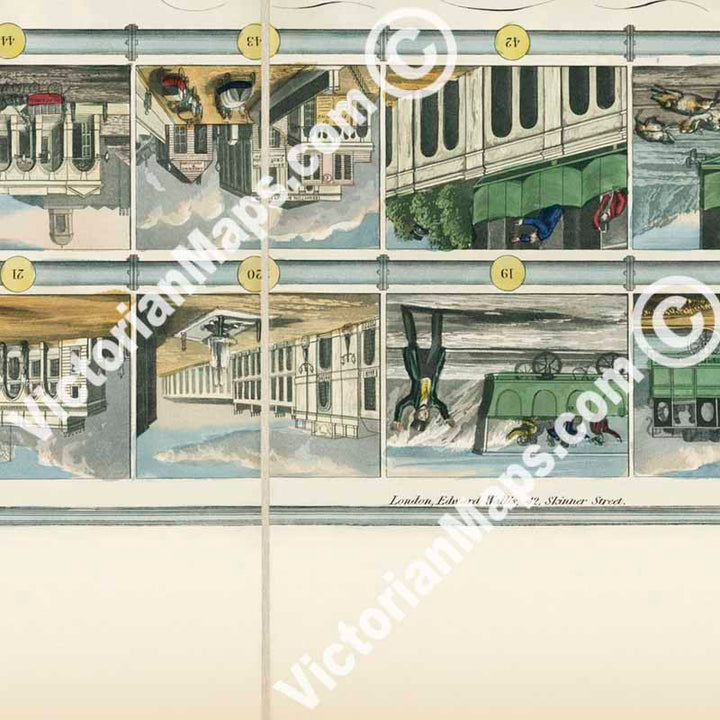Wallis's Locomotive Game of Railroad Adventures - a railway board game by Edward Wallis, 1840 art print poster canvas gift
