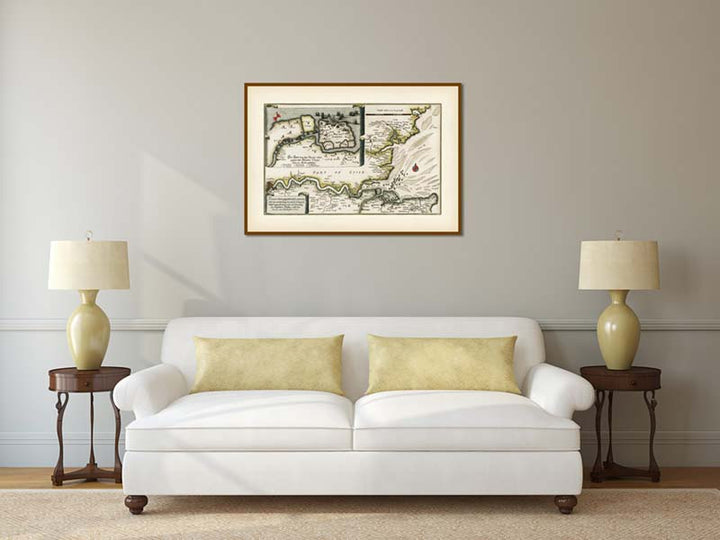River Thames Estuary in 1667 - a map of River Thames & Medway from London to Isle of Sheppey, by Matthaus Merian