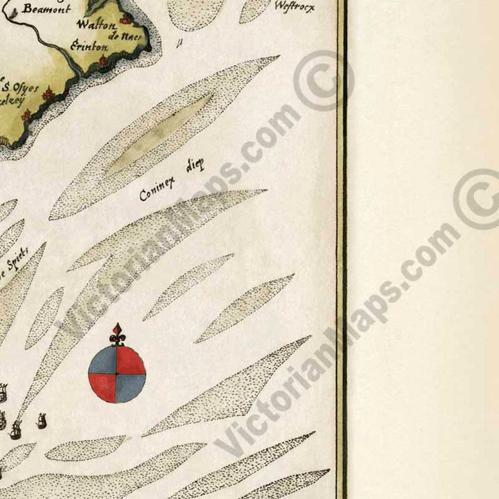 River Thames Estuary in 1667 - a map of River Thames & Medway from London to Isle of Sheppey, by Matthaus Merian