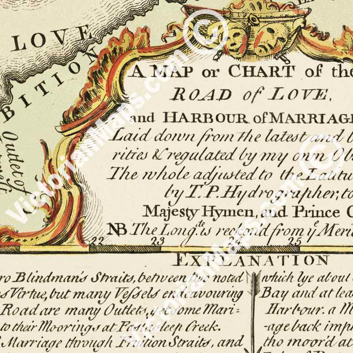 A Map or Chart of the Road of Love and Harbour of Marriage, published in 1794 by Laurie & Whittle, London