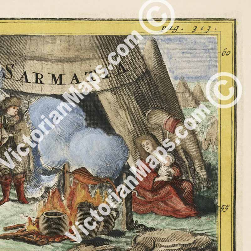 Sarmatia, including Black and Caspian Sea, Crimea Crimean Peninsula, Ukraine, Russia - a map by Christoph Cellarius, 1701 art print poster canvas gift