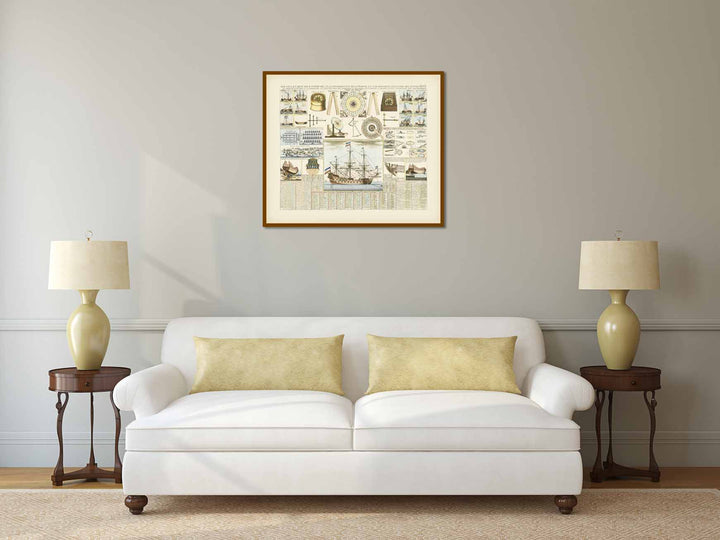 Nouvelle carte pour conduire à la connoissance de la Marine - Sailing ship and nautical navigation chart by Henry Chatelain, 1712 art print poster canvas gift