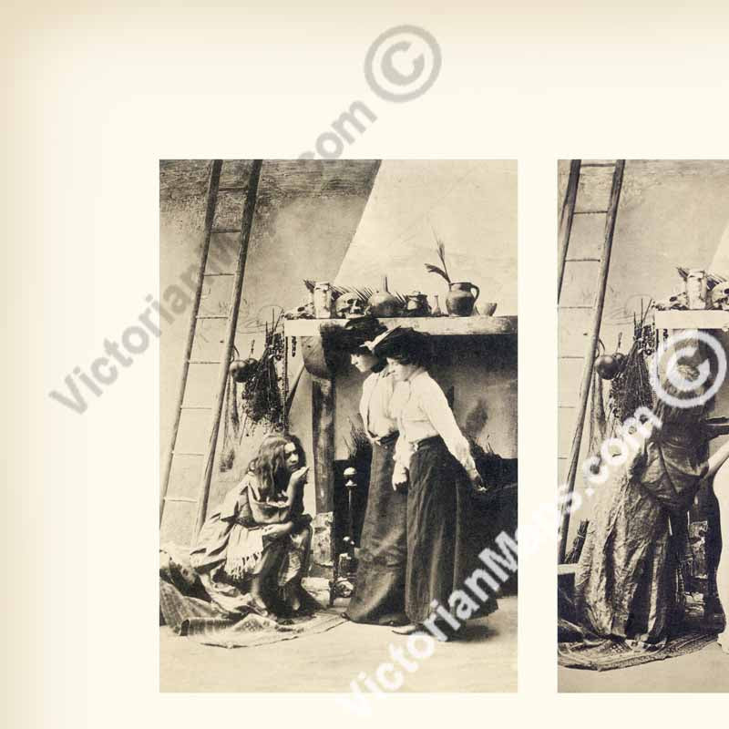 Sorcieres au Sabbat Witches' Sabbath a composite print of restored rare French risqué postcards, published in Paris, 1900 art poster canvas gift