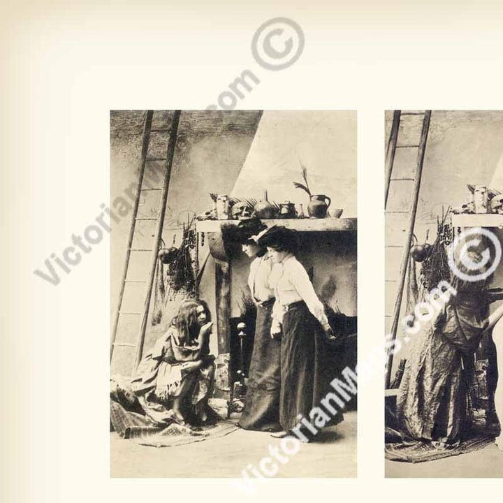Sorcieres au Sabbat Witches' Sabbath a composite print of restored rare French risqué postcards, published in Paris, 1900 art poster canvas gift