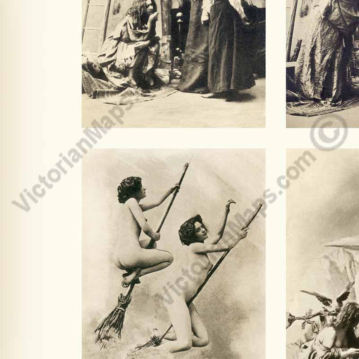 Sorcieres au Sabbat Witches' Sabbath a composite print of restored rare French risqué postcards, published in Paris, 1900 art poster canvas gift
