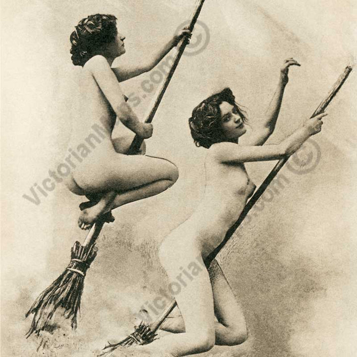 Sorcieres au Sabbat Witches' Sabbath a composite print of restored rare French risqué postcards, published in Paris, 1900 art poster canvas gift