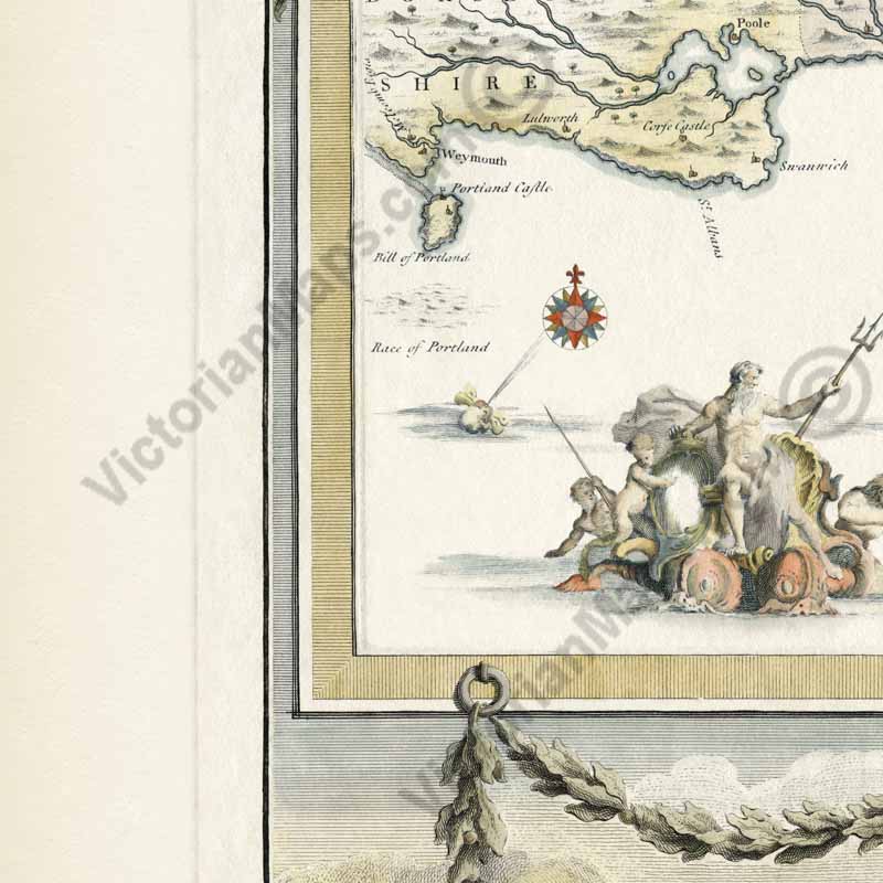Spanish Armada 1588 progress and defeat - Elizabethan nautical chart map by John Pine, 1739 art print poster canvas gift