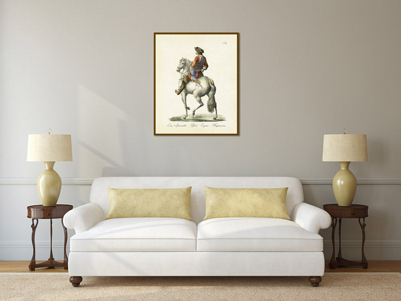 Equus hispanicus Spanish horse - an engraved hand-coloured equine print by Karl Brodtmann, 1816 art poster canvas gift