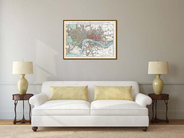 The Strangers Guide to London and Westminster - a map by Edward Mogg, 1806 1828 art print poster canvas gift