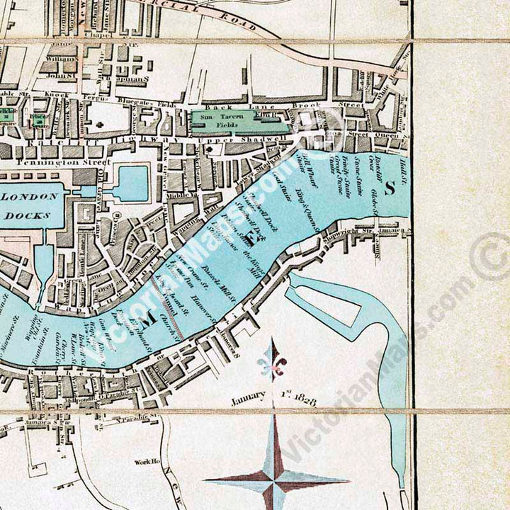 The Strangers Guide to London and Westminster - a map by Edward Mogg, 1806 1828 art print poster canvas gift