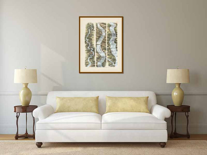 Guide for excursions on the river Thames, from Eton to the Nore - Victorian map from The Illustrated London News magazine, 1849 art print poster canvas gift