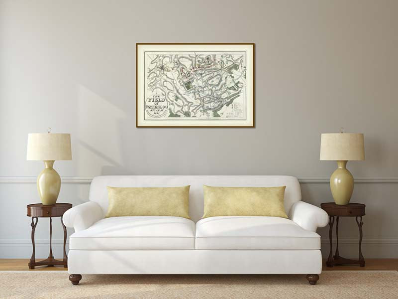The Field of Waterloo June 18th 1815 - a map plan of the battle by John Booth, 1816 art print poster canvas gift