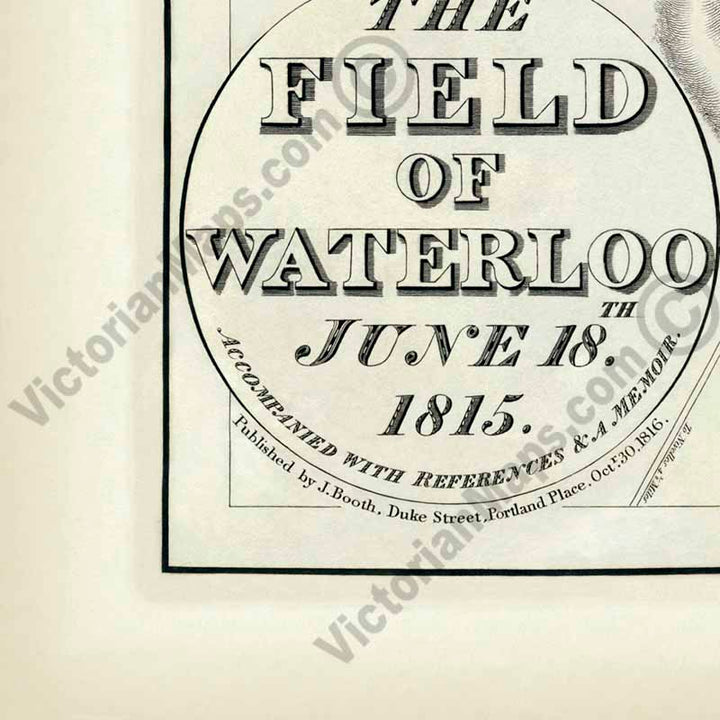 The Field of Waterloo June 18th 1815 - a map plan of the battle by John Booth, 1816 art print poster canvas gift