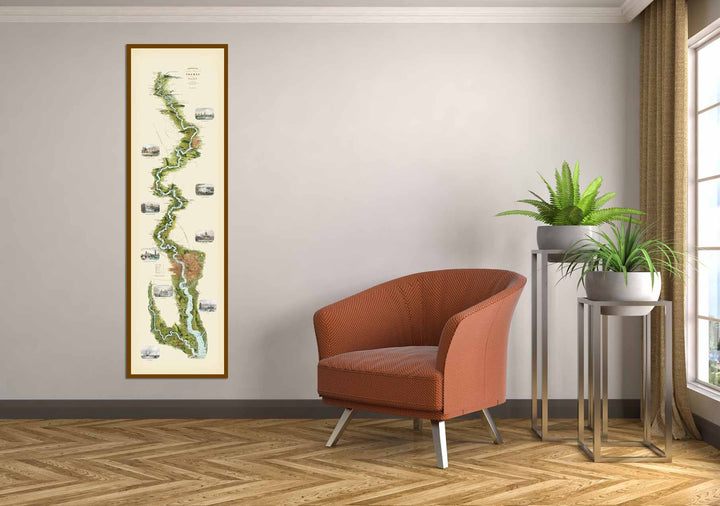Tombleson's Panoramic Map of the Thames and Medway by William Tombleson, 1850, with 9 inset views art print poster canvas gift