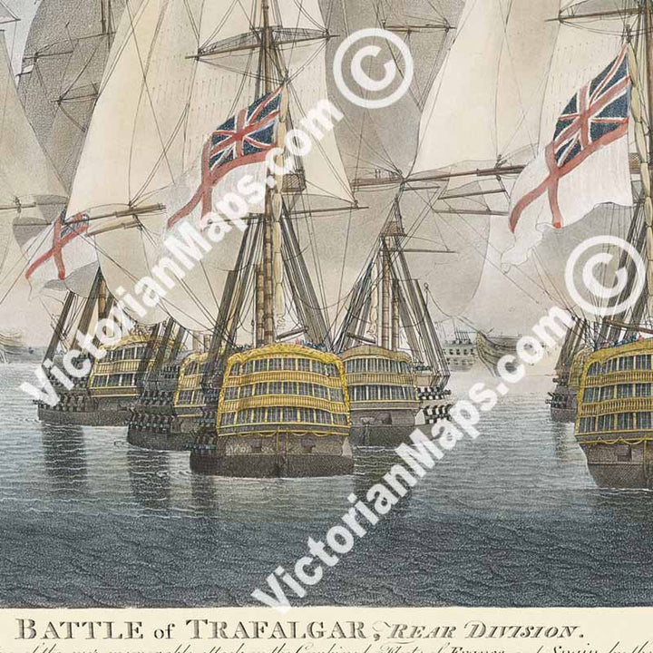 TRAFALGAR Battle, REAR Division - Plate 2 - an engraving by Robert Dodd, 1843 art print poster canvas gift