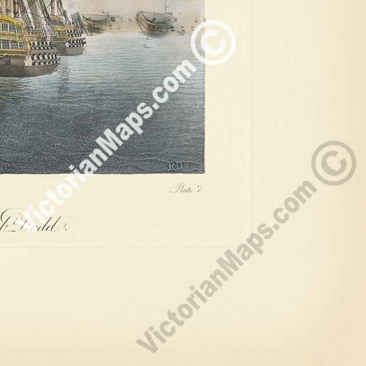 TRAFALGAR Battle, REAR Division - Plate 2 - an engraving by Robert Dodd, 1843 art print poster canvas gift
