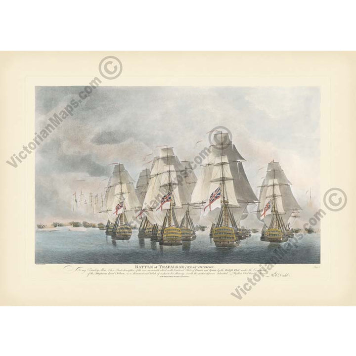 TRAFALGAR Battle, REAR Division - Plate 2 - an engraving by Robert Dodd, 1843 art print poster canvas gift