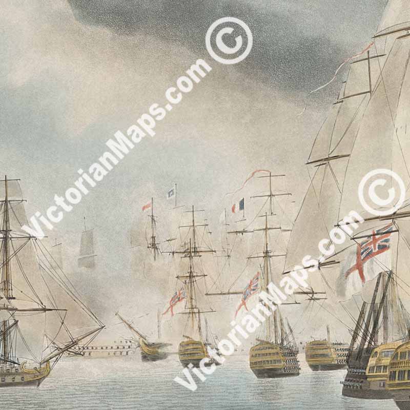 TRAFALGAR Battle, VAN Division - Plate 1 - hand-coloured engraving by Robert Dodd, 1843 art print poster canvas gift