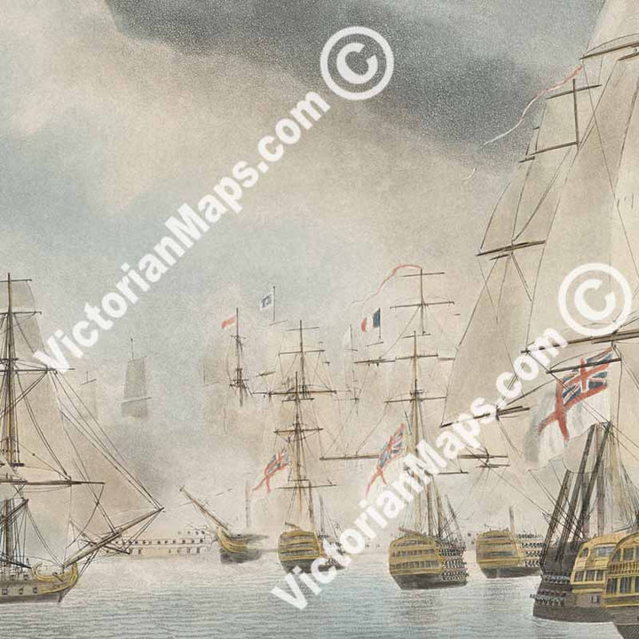 TRAFALGAR Battle, VAN Division - Plate 1 - hand-coloured engraving by Robert Dodd, 1843 art print poster canvas gift
