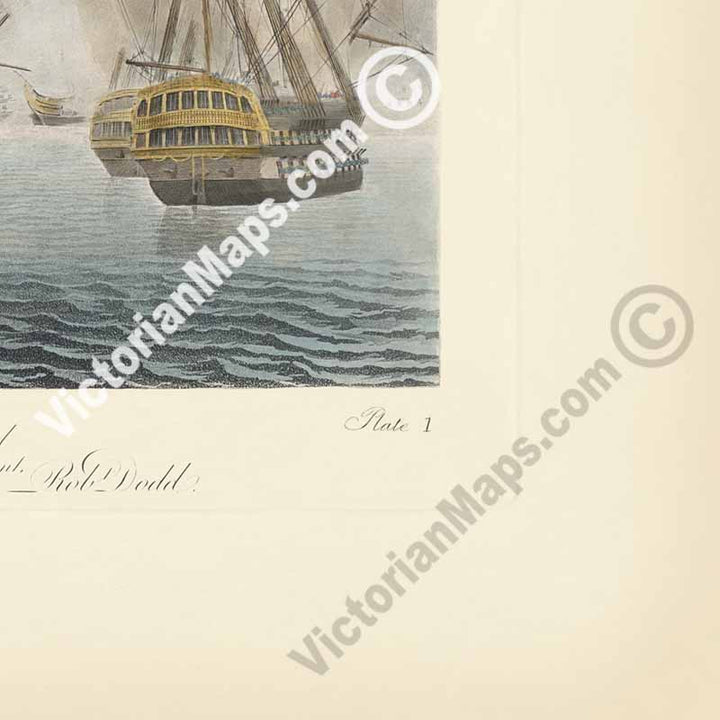 TRAFALGAR Battle, VAN Division - Plate 1 - hand-coloured engraving by Robert Dodd, 1843 art print poster canvas gift