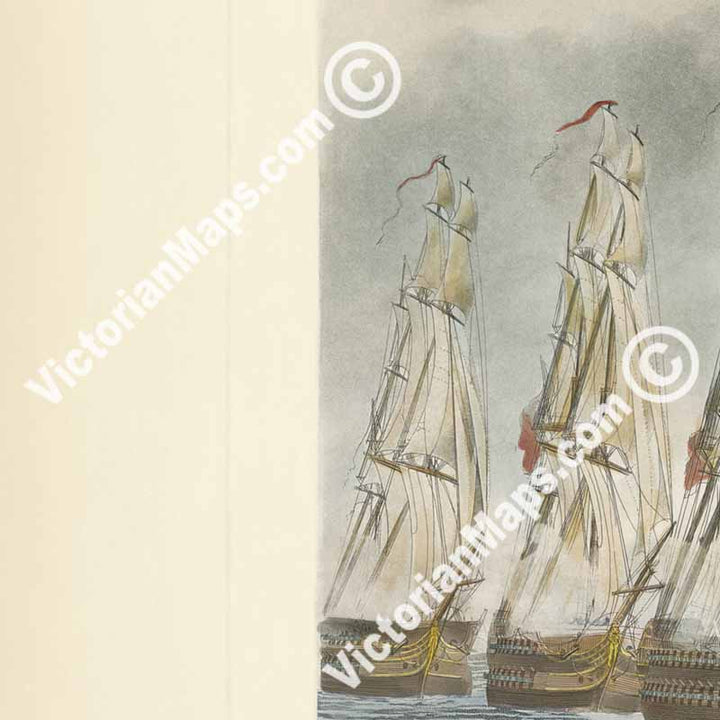 VICTORY of TRAFALGAR, in the VAN - Plate 3 - hand-coloured engraving by Robert Dodd, 1843 art print poster canvas gift