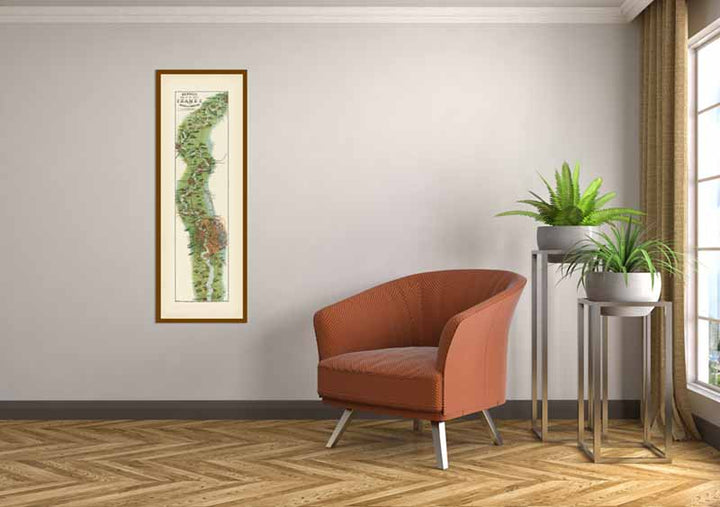 Bennet's Map of the River Thames from Oxford to Gravesend, "Up and Down the River" guide J. F. Bennet 1889 art print poster canvas gift