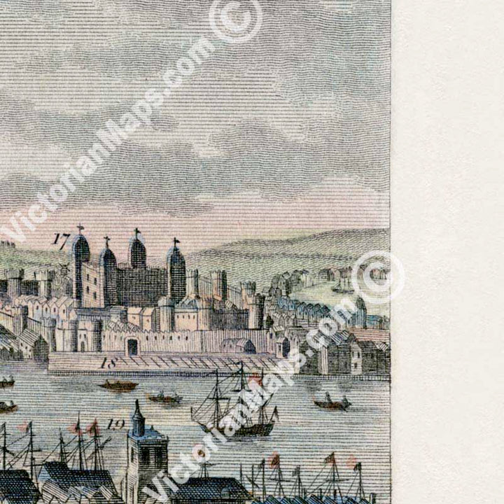 A View of London as it appeared before the Dreadful Fire in 1666 - a print by J. Cooke / W. Harrison, 1776