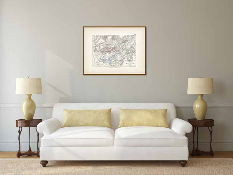 Battle of Waterloo 18th June 1815; Sheet 1st - Morning of the Battle. An engraved and hand-coloured map 106, A. K. Johnston, Atlas to Alison's History of Europe, 1850 art print poster canvas gift