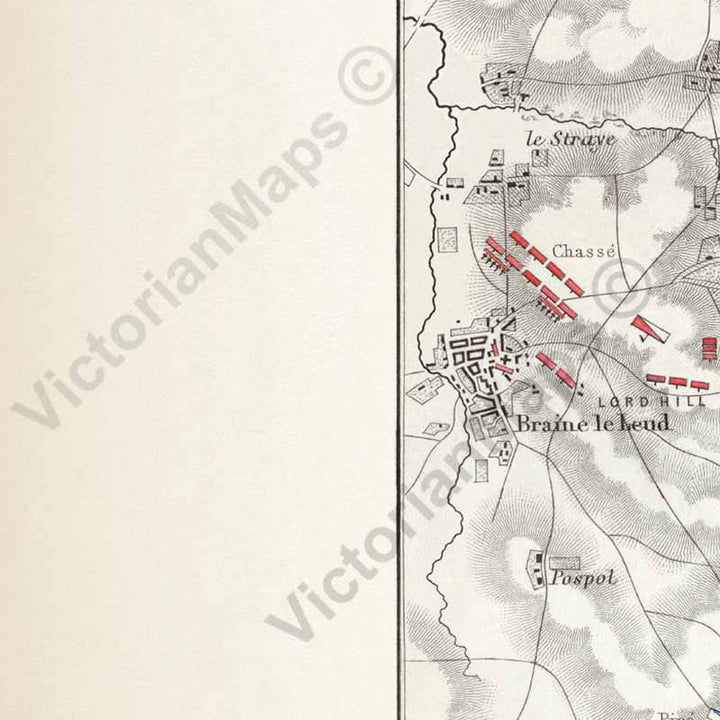 Battle of Waterloo 18th June 1815; Sheet 1st - Morning of the Battle. An engraved and hand-coloured map 106, A. K. Johnston, Atlas to Alison's History of Europe, 1850 art print poster canvas gift