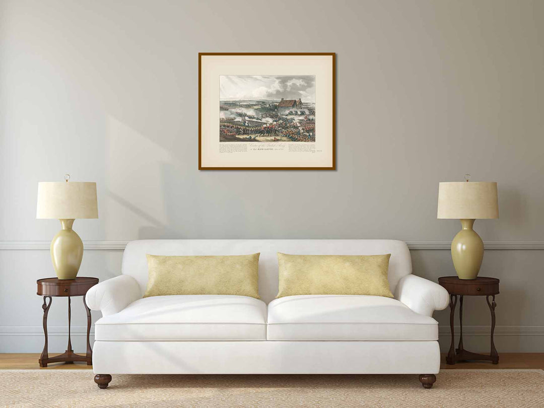 Centre of the British Army at La Haye Sainte, Waterloo, June 18th, 1815 - an engraving by T. Sutherland, 1816 art print poster canvas gift