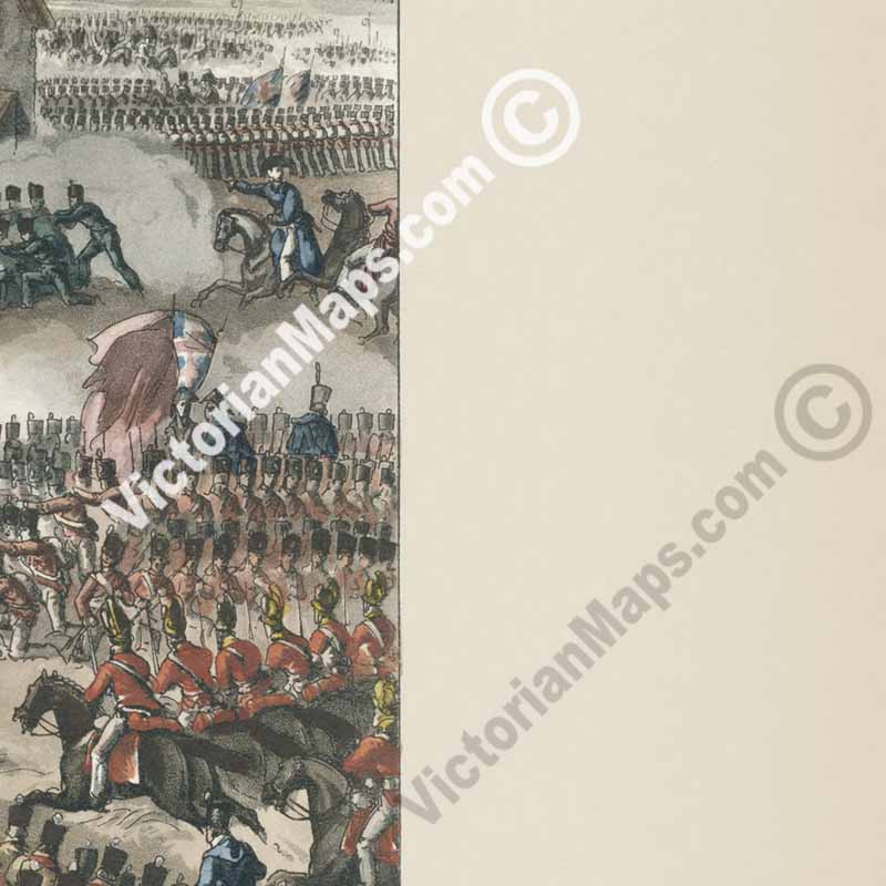 Centre of the British Army at La Haye Sainte, Waterloo, June 18th, 1815 - an engraving by T. Sutherland, 1816 art print poster canvas gift