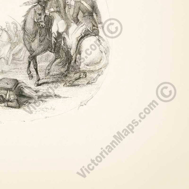 The Decisive Charge of the Life Guards at Waterloo - hand-coloured engraving L. Clennell, 1860 art print poster canvas gift