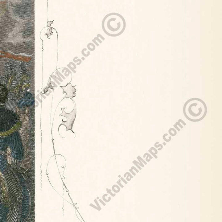 The Decisive Charge of the Life Guards at Waterloo - hand-coloured engraving L. Clennell, 1860 art print poster canvas gift