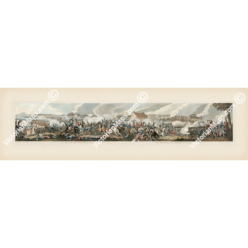 Antique Battle Of Waterloo print panoramic engraving W. Heath M. Dubourg 1818 art poster wall décor canvas gift