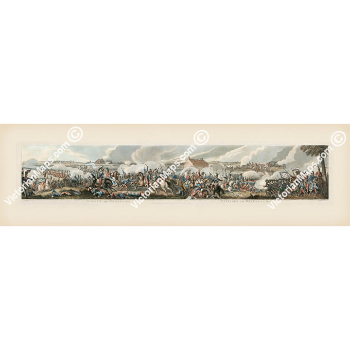 Antique Battle Of Waterloo print panoramic engraving W. Heath M. Dubourg 1818 art poster wall décor canvas gift