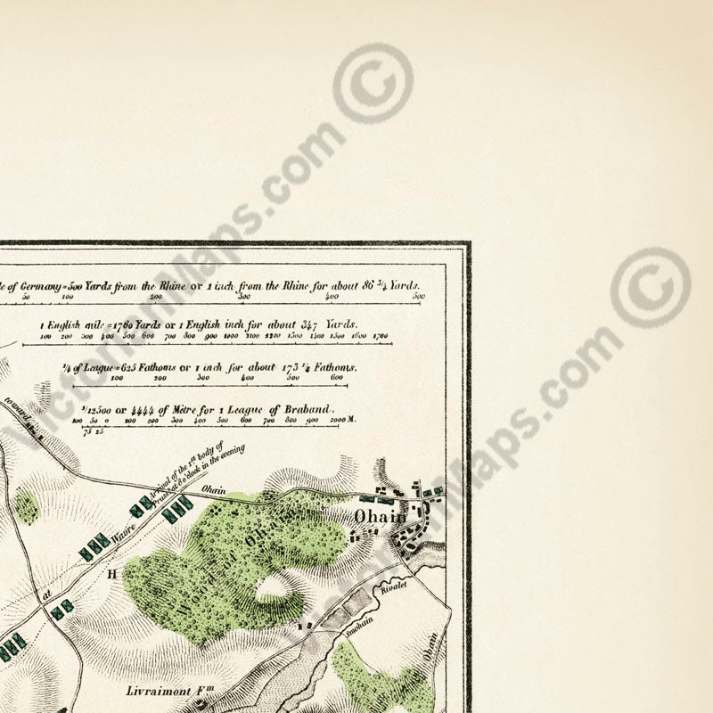 Plan of the Waterloo Battle 18 June 1815 Bataille de Mont-Saint-Jean W.B. Craan 1816 art print poster canvas gift present soldier officer