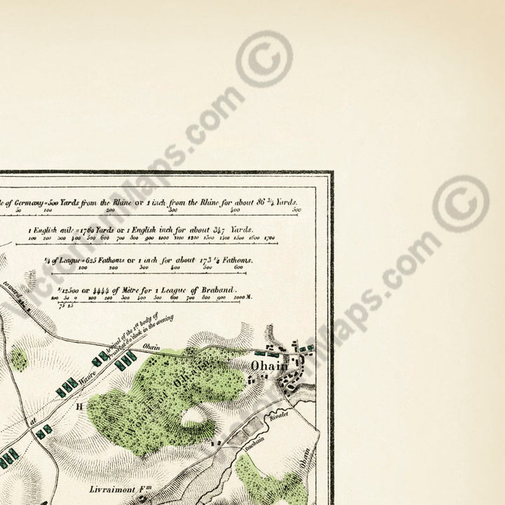 Plan of the Waterloo Battle 18 June 1815 Bataille de Mont-Saint-Jean W.B. Craan 1816 art print poster canvas gift present soldier officer