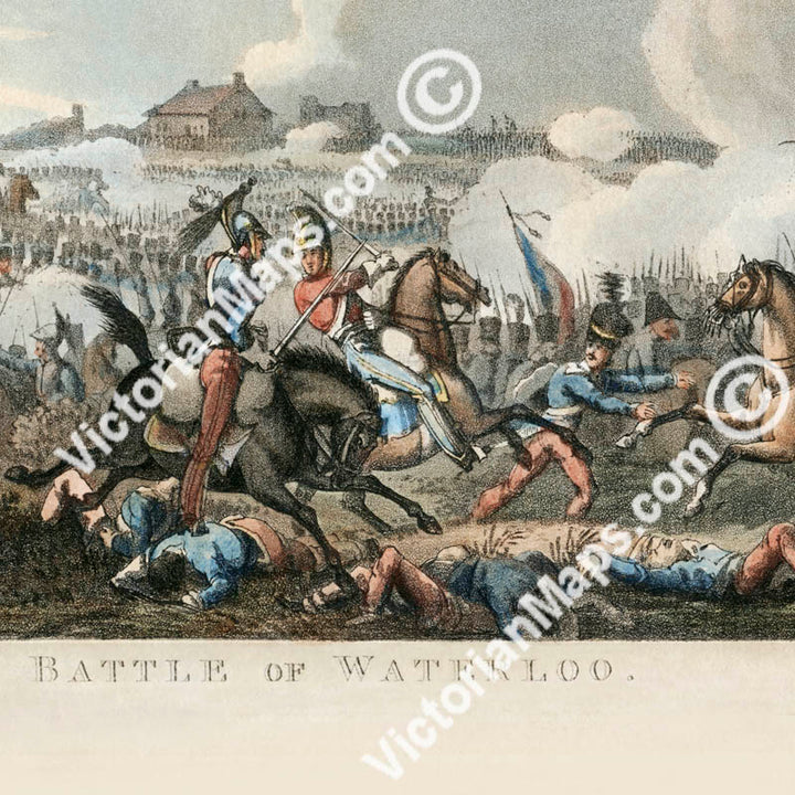 Antique Battle Of Waterloo print panoramic engraving W. Heath M. Dubourg 1818 art poster wall décor canvas gift